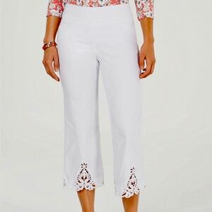 Charter Club Plus Size White Crochet Trim Capri Pants